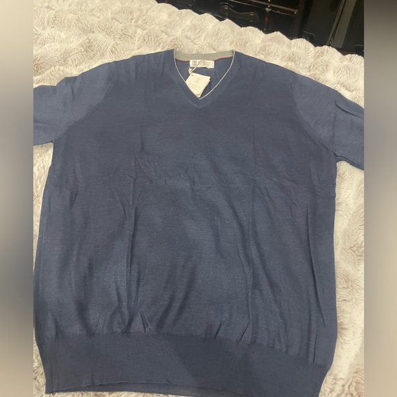Brunello Cucinelli Cashmere V neck Sweater Size 54/XL - Picture 3 of 8